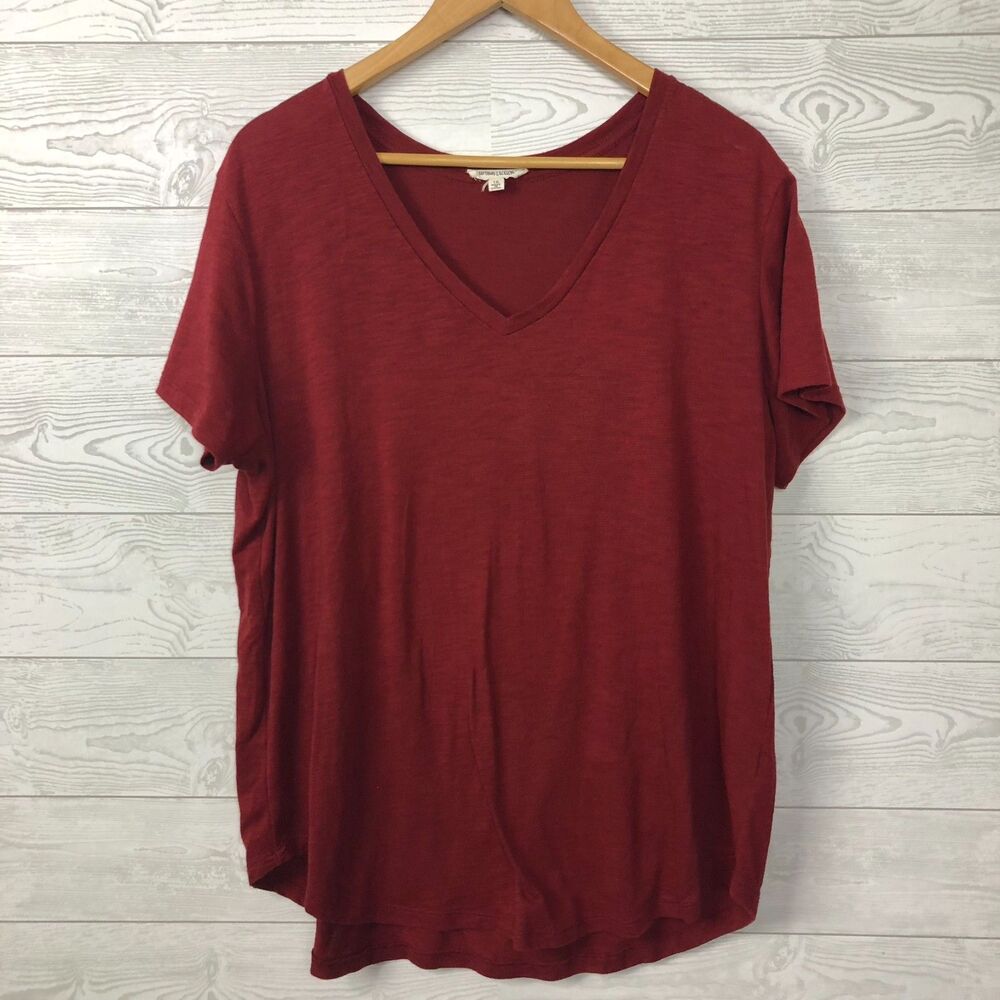 Urban Diction Women's 1X Short Sleeve V Neck Tee Shirt Cotton Blend Casual
